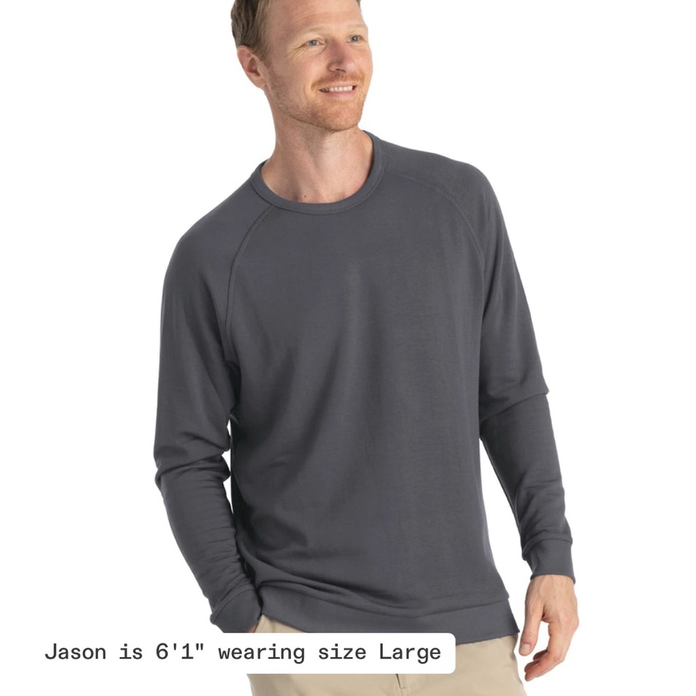 NWT Free Fly Apparel Men's Bamboo Lightweight Fleece Crew